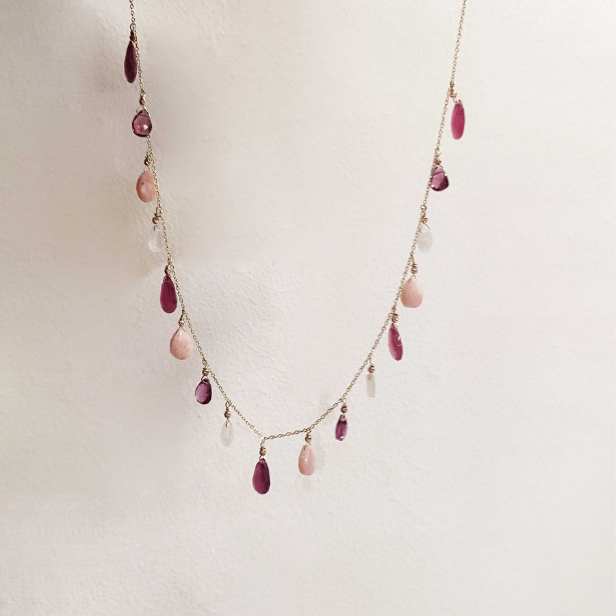 pink charms necklace in real gold