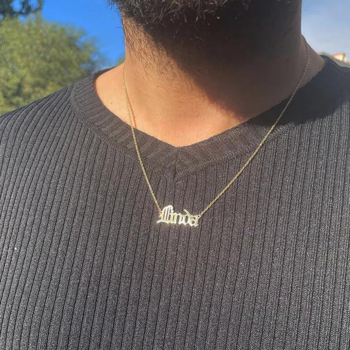 real gold name necklace for men
