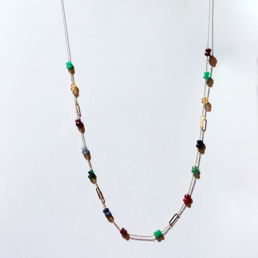 multi gem necklace | multi colored gemstone necklace | 18K Gold Jewlery