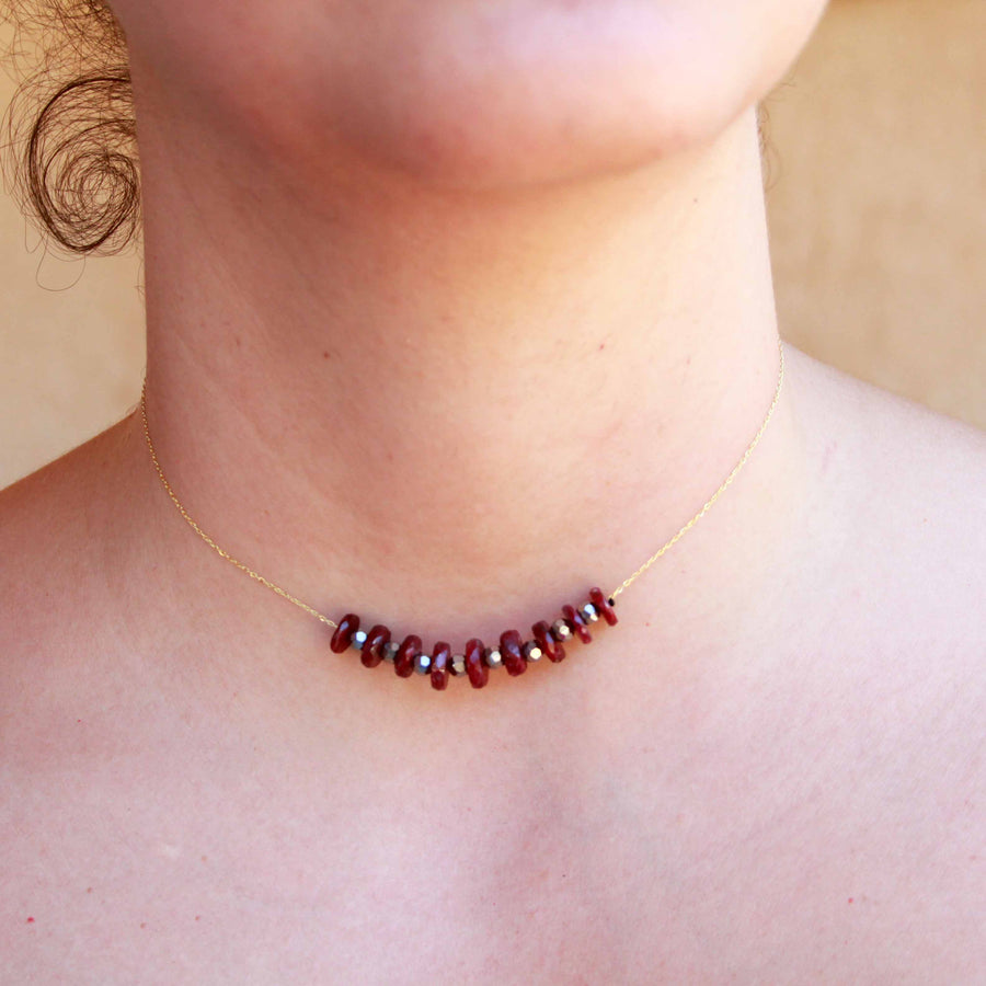 Floating Ruby Necklace - 18K Gold