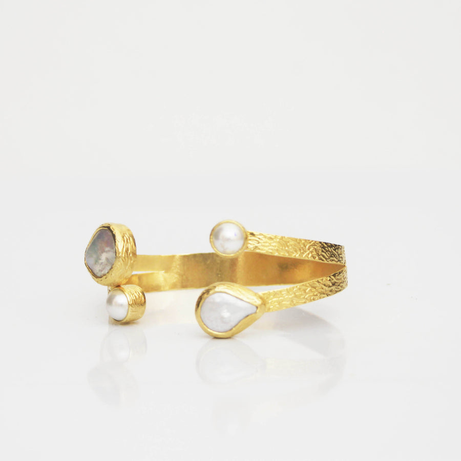 Pearl Ends Bangle - Four Pearls