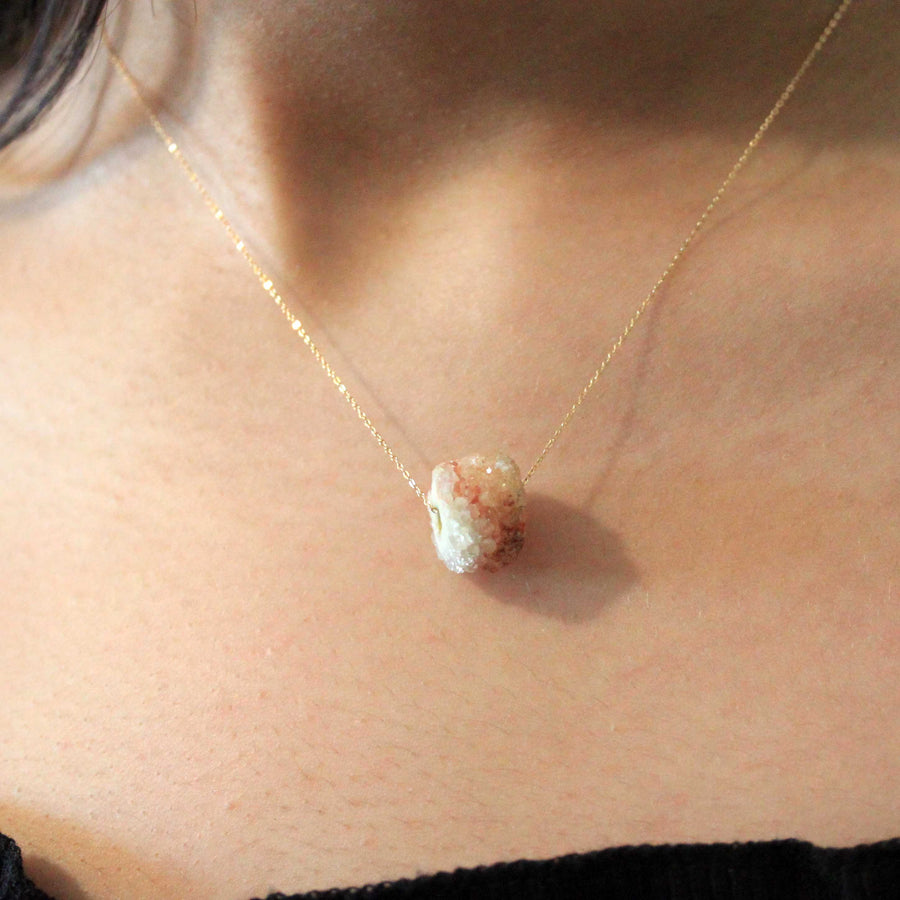 Raw Druzy Pendant Necklace 18K Gold