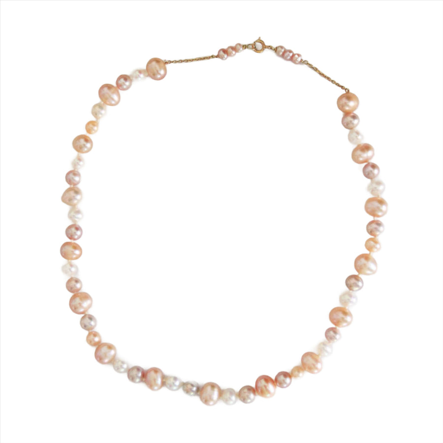 Pink Pearls Choker Necklace 18K Gold