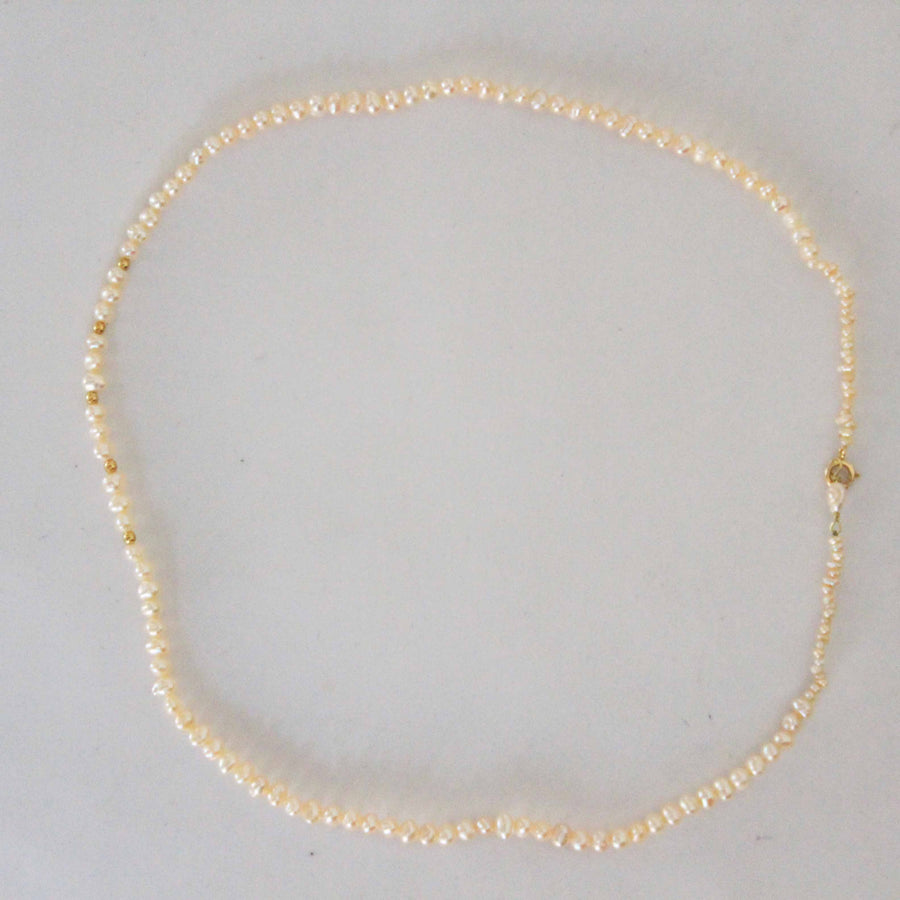Pearl Seeds Choker Necklace 18K Gold