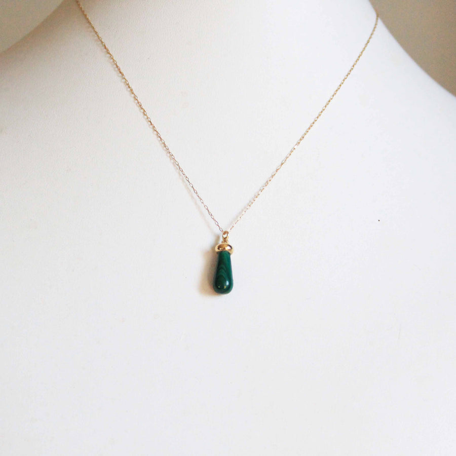 Malachite Drop Pendant Necklace 18K Gold