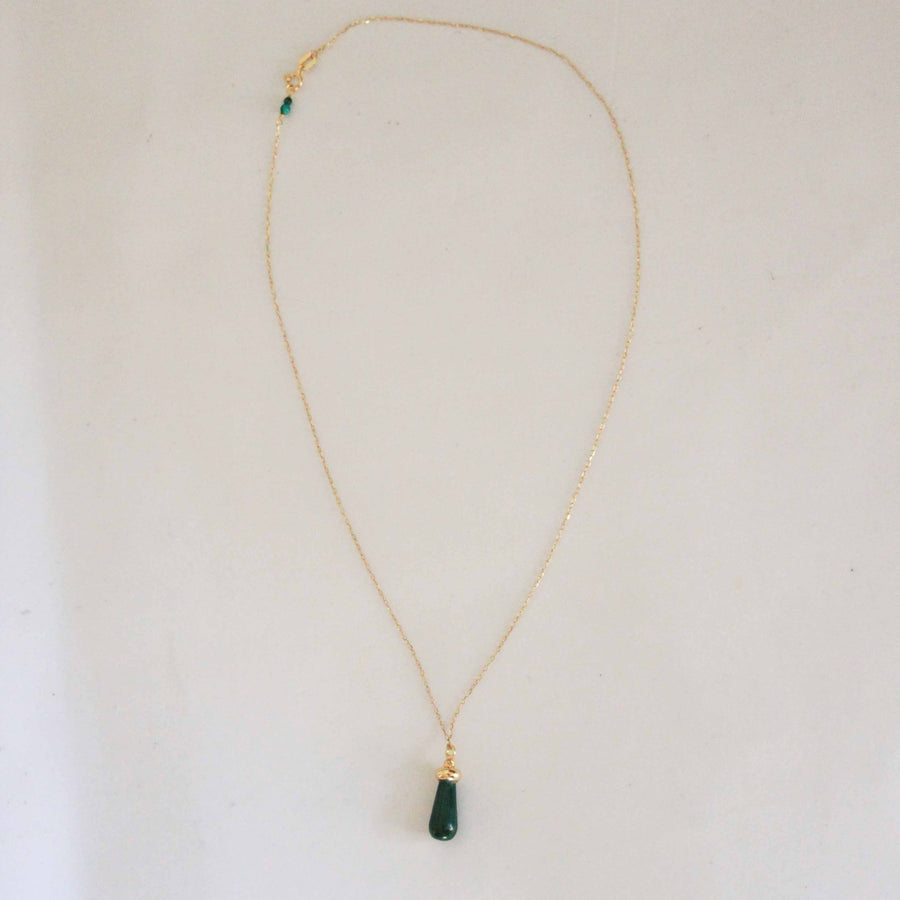 Malachite Drop Pendant Necklace 18K Gold