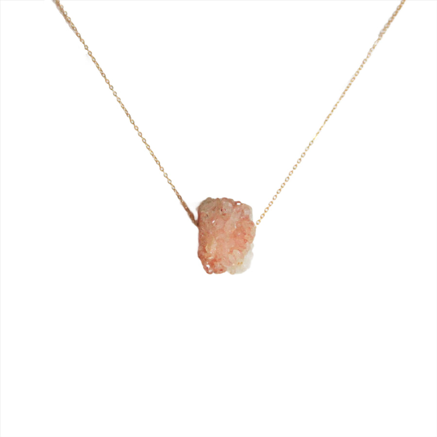 Raw Druzy Pendant Necklace 18K Gold