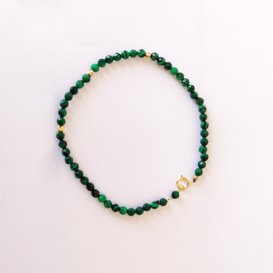 Malachite Seeds Bracelet for Women -18K Gold
