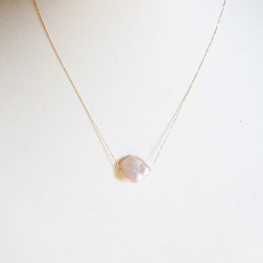 Coin Pearl Pendant Necklace 18K Gold