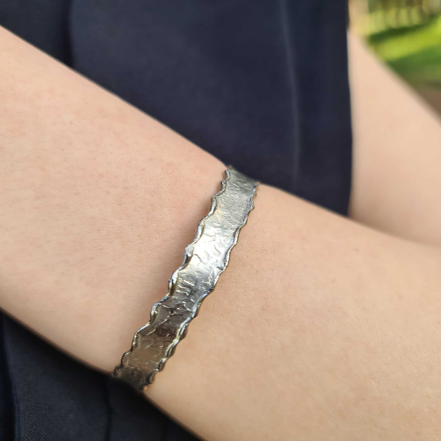 Silver Hammered Cuff Bracelet