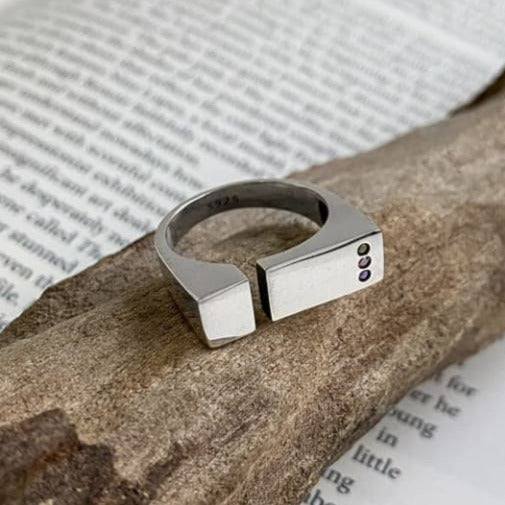 Square Silver Ring - A 925 Sterling Silver Geometric Ring
