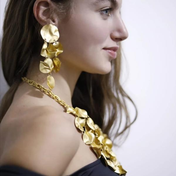 Chunky Gold Jewelry | Gold Flakes Earrings Necklace Jewelry Set | Freya's Tears Set | NeoCityGarden