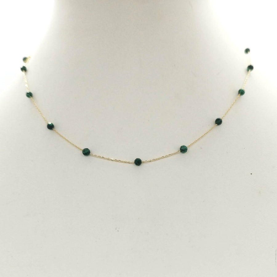 Dainty Malachite Necklace 18K Gold
