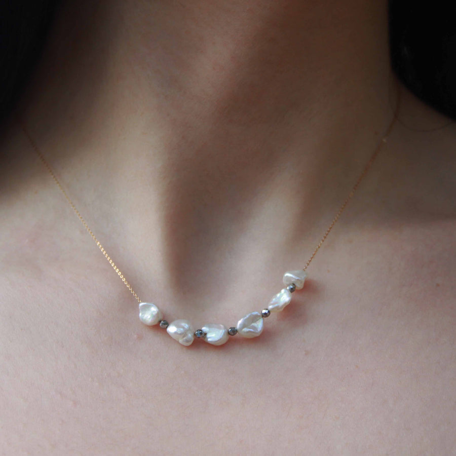 pearl and gold necklace | floating pearl necklace