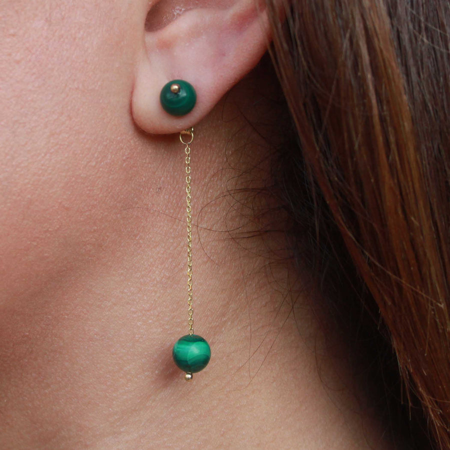 malachite chain earring