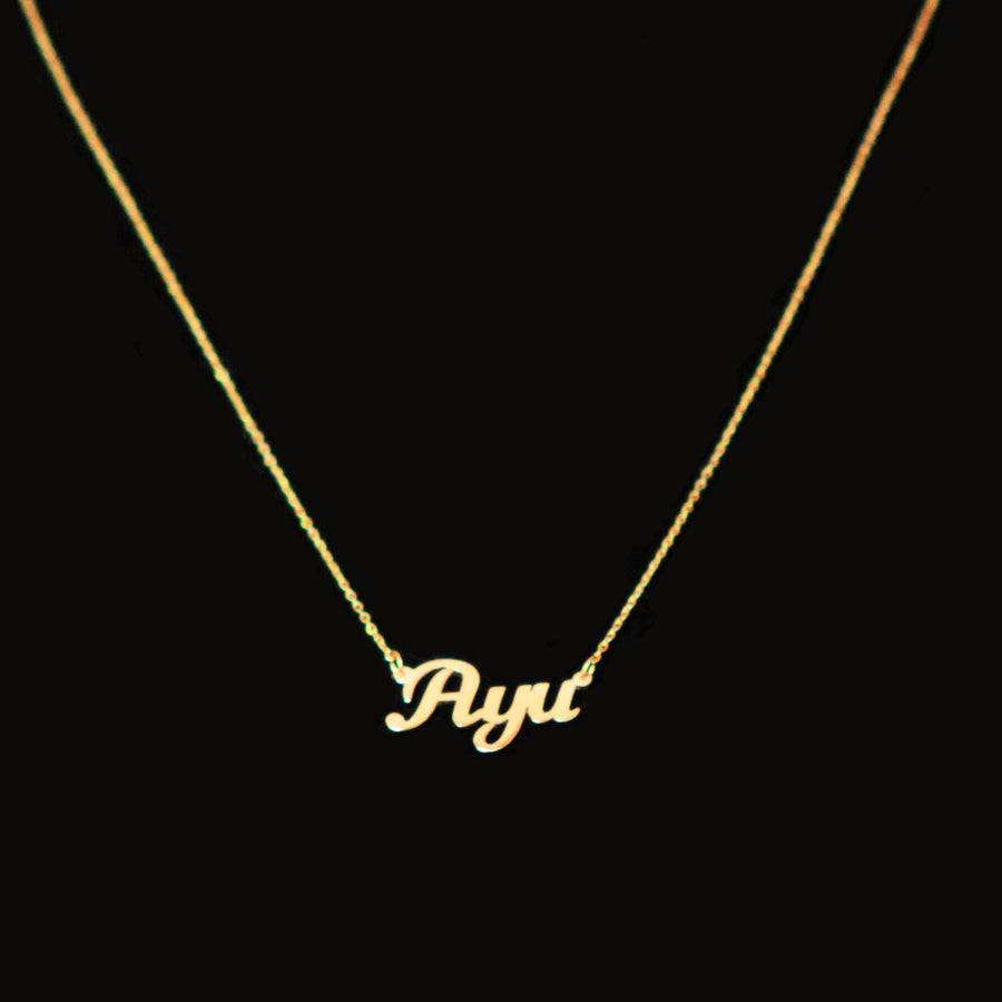 18k gold name necklace | gold cursive name necklace | 