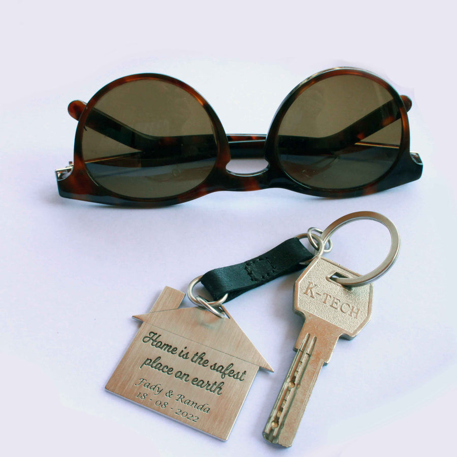 personalized home-shaped keychain